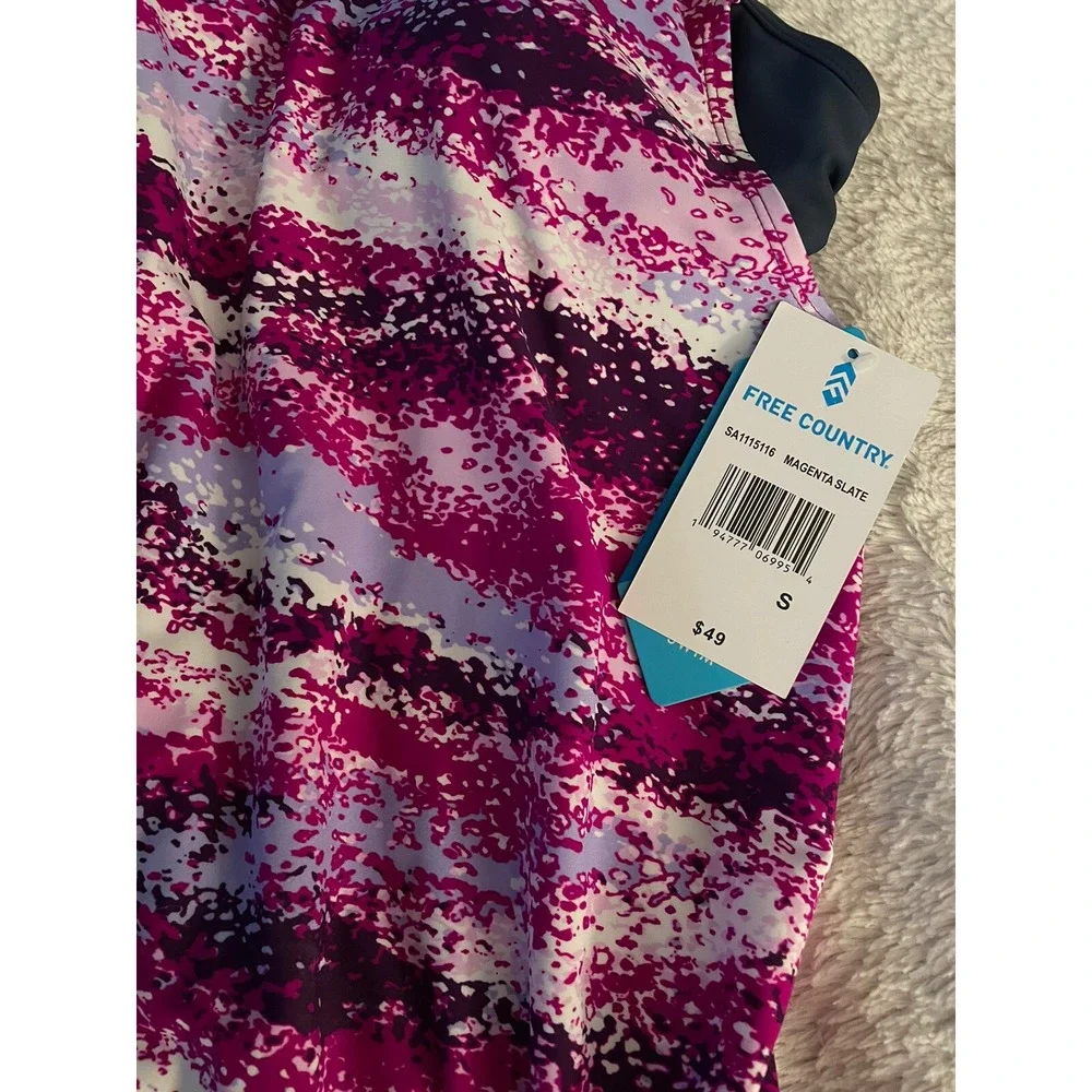 Free Country Blouson Tankini Women Small Modest Athletic Swimwear Quick dry Tank